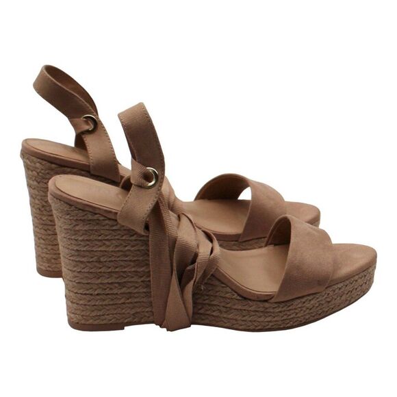 Maxx Womens Faux Suede Open Toe Wedge Sandals - Picture 4 of 9